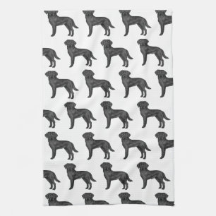 Black Labrador Retriever Cute Cartoon Dog Pattern Tea Towel