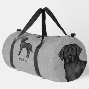 Black Labrador Retriever Cute Cartoon Lab Dog Grey Duffle Bag