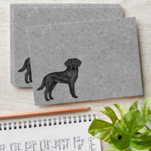 Black Labrador Retriever Cute Cartoon Lab Dog Grey Envelope