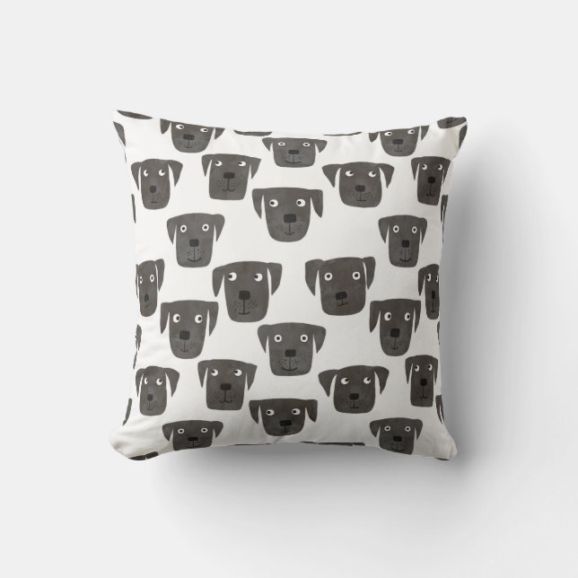 Black Labrador Retriever Cute Cushion (Front)