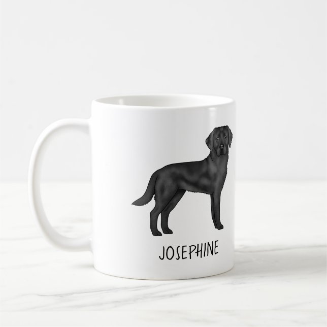Black Labrador Retriever Cute Lab Dog Custom Name Coffee Mug (Left)