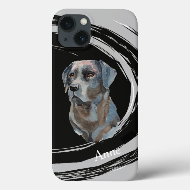 Black Labrador Retriever Dog Abstract Swirl Case-Mate iPhone Case (Back)