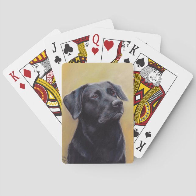 Black Labrador Retriever Dog Art Playing Cards (Back)