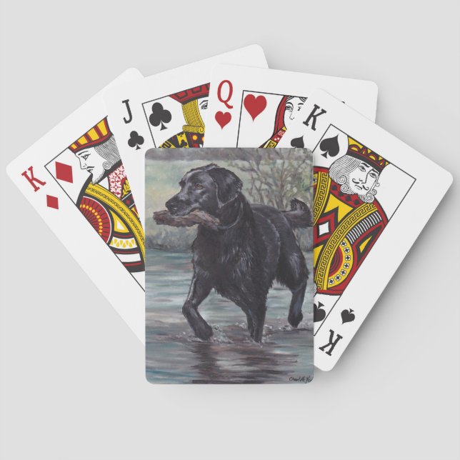 Black Labrador Retriever Dog Art Playing Cards (Back)