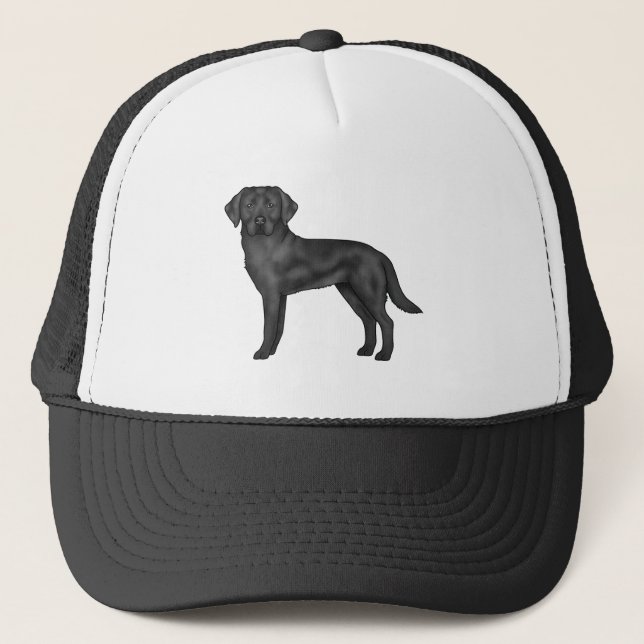 Black Labrador Retriever Dog Black Lab Drawing Trucker Hat (Front)