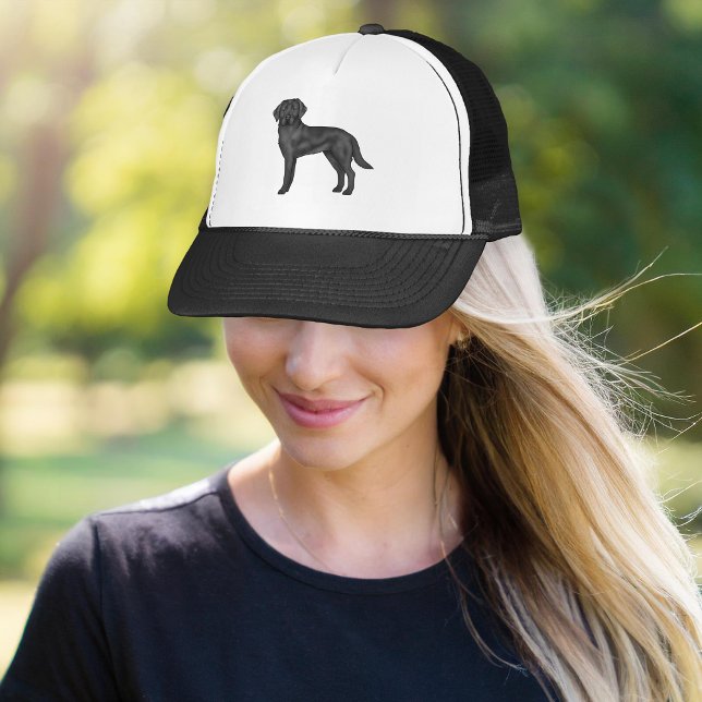 Black Labrador Retriever Dog Black Lab Drawing Trucker Hat (Creator Uploaded)