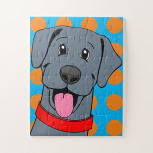 Black Labrador Retriever Dog Cartoon Jigsaw Puzzle
