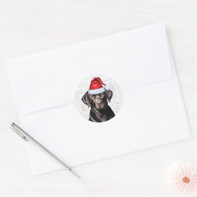 Black Labrador Retriever Dog Christmas Classic Round Sticker (Envelope)