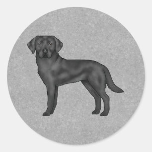 Black Labrador Retriever Dog Cute Canine Grey Classic Round Sticker