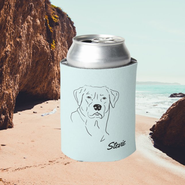 Black Labrador Retriever dog drawing Can Cooler (Creator Uploaded)