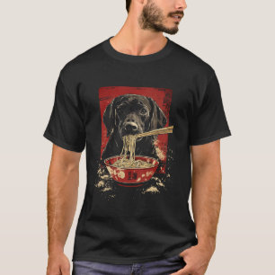Black Labrador Retriever Dog Eating Ramen Noodles T-Shirt