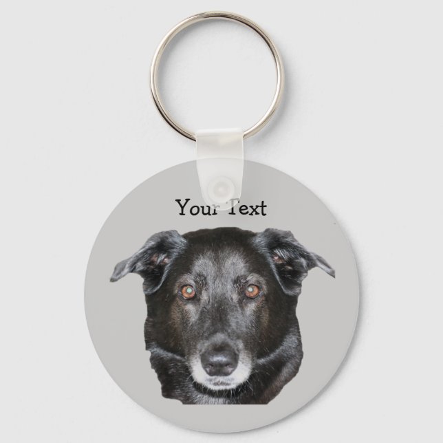 Black Labrador Retriever Dog Keychain (Front)