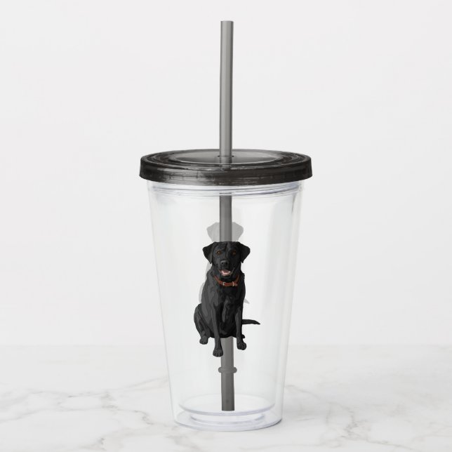 Black Labrador Retriever Dog Lover Gift Acrylic Tumbler (Front)
