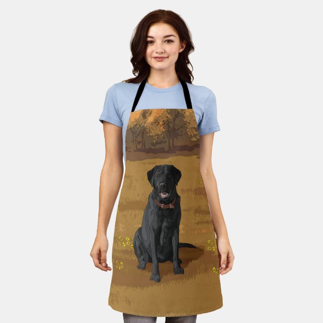 Black Labrador Retriever Dog Lover Gift Apron (Worn)