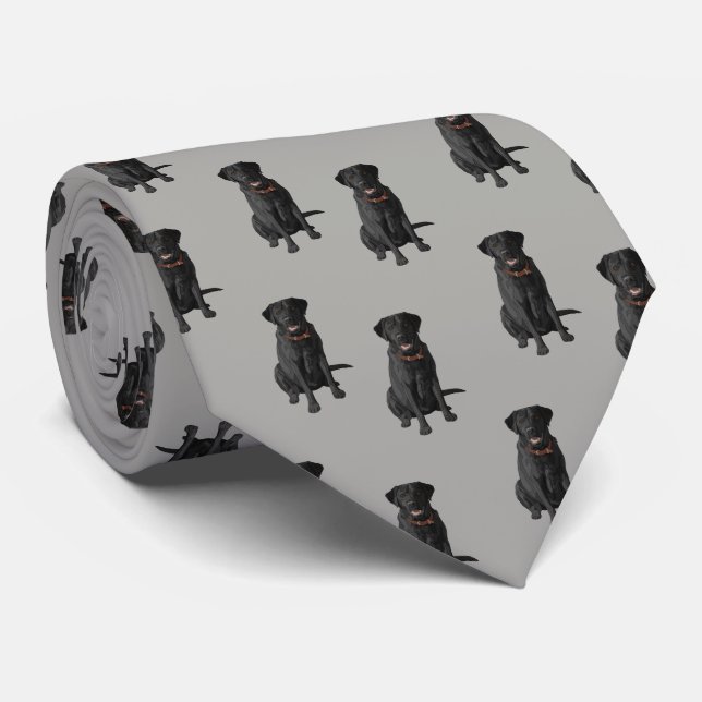 Black Labrador Retriever Dog Lover Tie (Rolled)