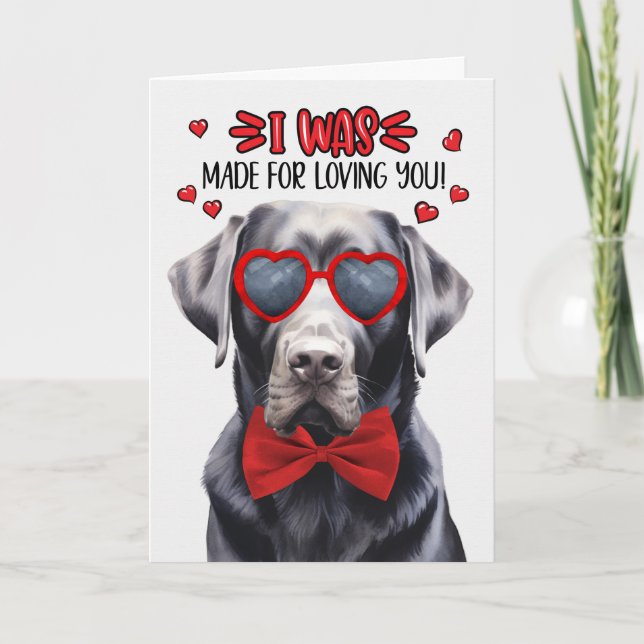 Black Labrador Retriever Dog Loving You Valentine Holiday Card (Front)