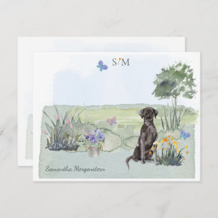 Black Labrador Retriever Dog Monogram & Name  Card