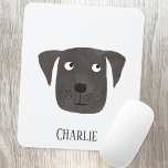 Black Labrador Retriever Dog Name Mouse Mat<br><div class="desc">A funny Black Labrador Retriever dog to make you smile.
Change or remove the name to customize.  Original art by Nic Squirrell.</div>