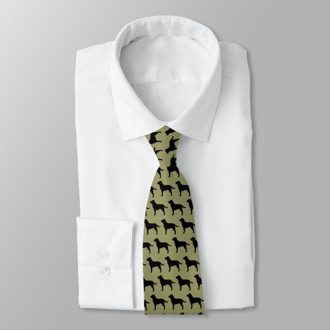 Black Labrador Retriever Dog Silhouettes Pattern Tie (Tied)