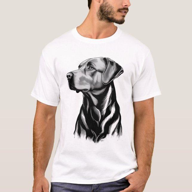 Black Labrador Retriever Dog Sketch T-Shirt (Front)