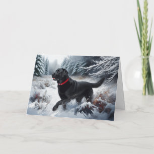 Black Labrador Retriever Dog Snow Holiday Card