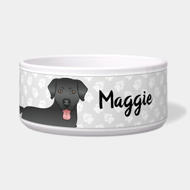 Black Labrador Retriever Dog With Paws & Name (Front)