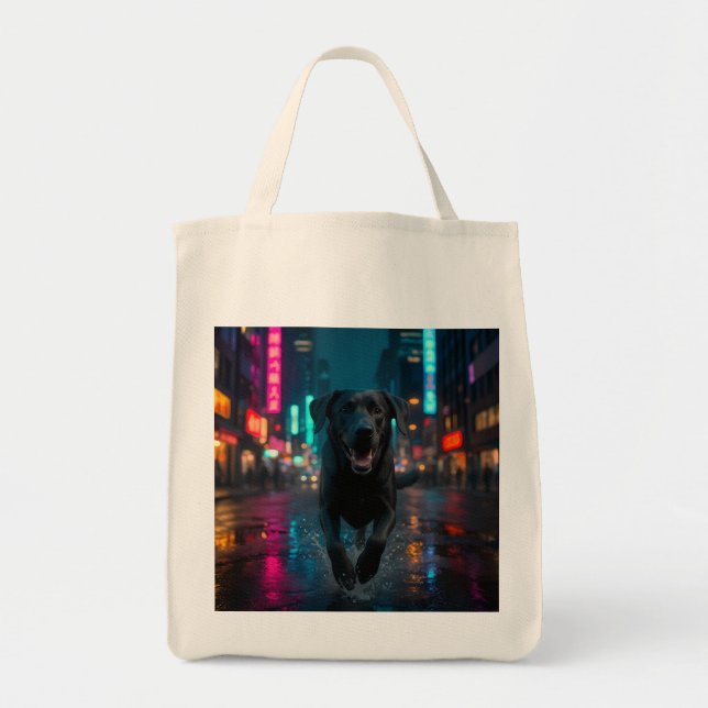 Black Labrador Retriever Elegant Grocery Tote Bag (Front)