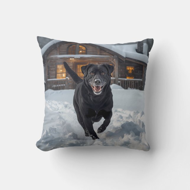 Black Labrador Retriever Elegant Throw Pillow (Front)