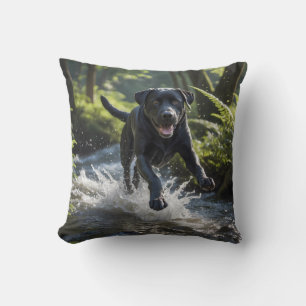 Black Labrador Retriever Elegant Throw Pillow