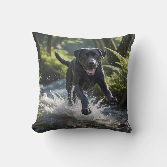 Black Labrador Retriever Elegant Throw Pillow (Front)