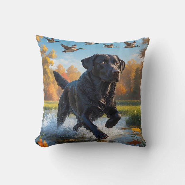 Black Labrador Retriever Elegant Throw Pillow (Front)
