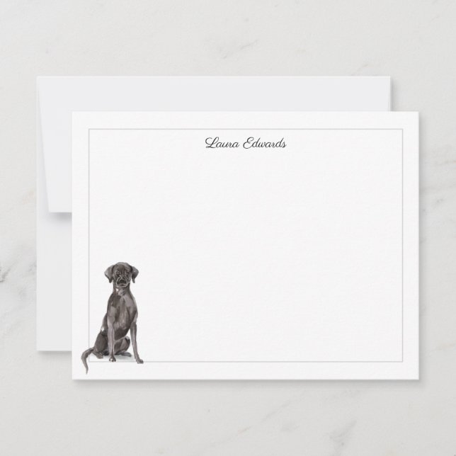Black Labrador Retriever Grey Border Personalised Card (Front)