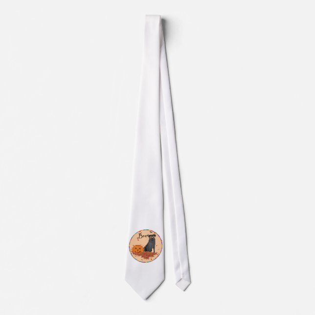 Black Labrador Retriever Halloween Tie (Front)