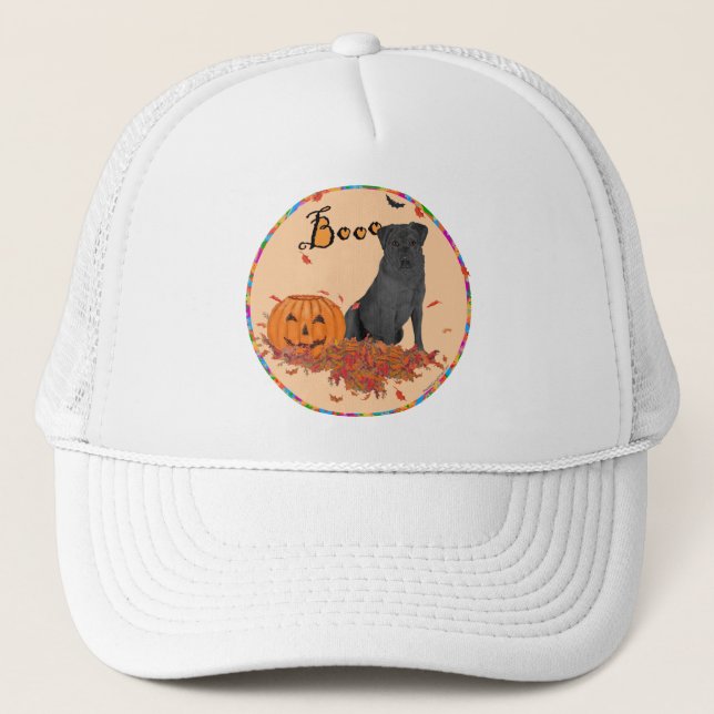Black Labrador Retriever Halloween Trucker Hat (Front)