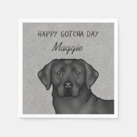 Black Labrador Retriever Happy Gotcha Day Grey