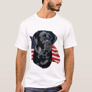 Black Labrador Retriever head with Flag t-shirt