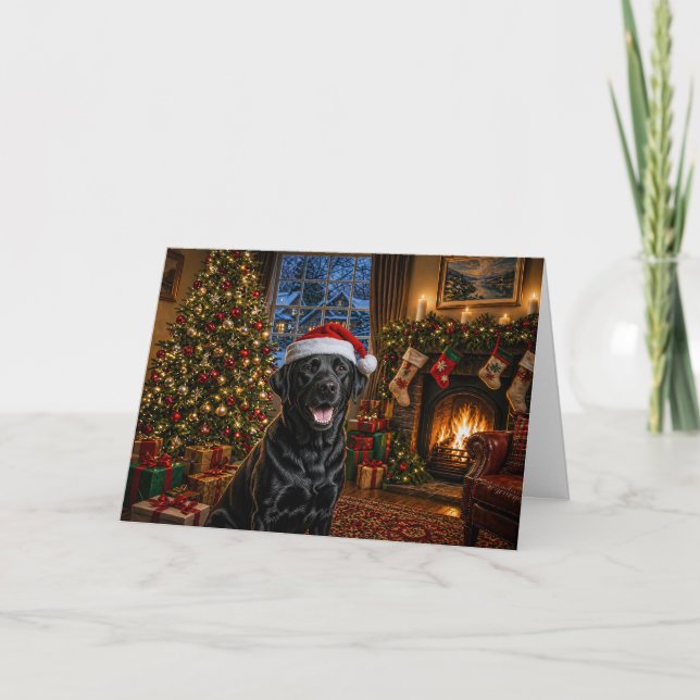 Black Labrador Retriever Holiday  Card (Front)