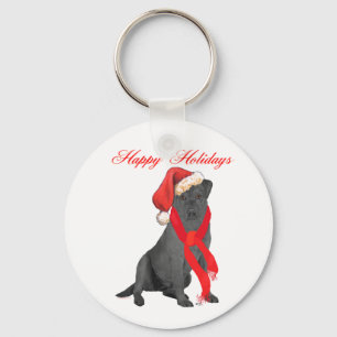 Black Labrador Retriever Holiday Greetings Key Ring