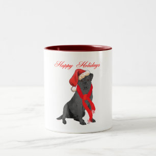 Black Labrador Retriever Holiday Greetings Two-Tone Coffee Mug