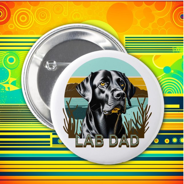 Black Labrador Retriever | Lab Dad 6 Cm Round Badge (Creator Uploaded)
