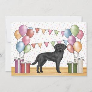 Black Labrador Retriever Lab Dog Colourful Birthda Invitation