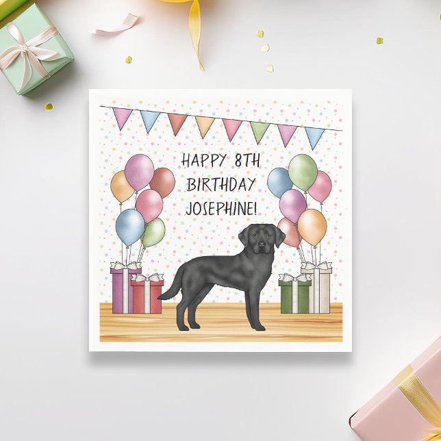 Black Labrador Retriever Lab Dog Colourful Birthda Napkin (Creator Uploaded)