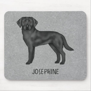 Black Labrador Retriever Lab Dog Custom Name Grey Mouse Mat