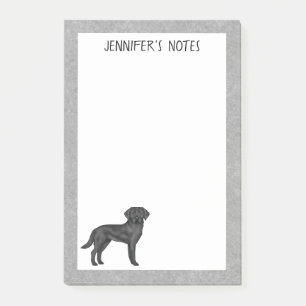 Black Labrador Retriever Lab Dog Custom Name Grey Post-it Notes