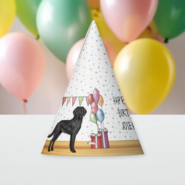 Black Labrador Retriever Lab Dog Happy Birthday Party Hat (Creator Uploaded)