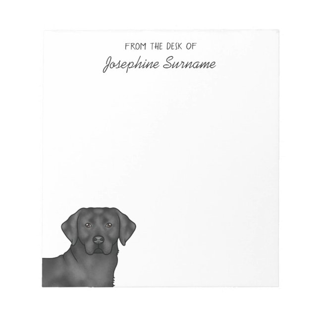 Black Labrador Retriever Lab Dog Personalised Name Notepad (Front)