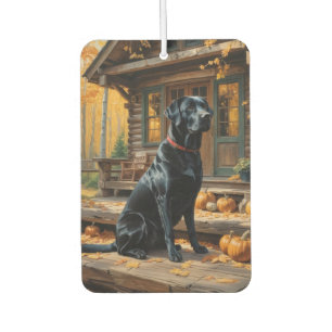 Black Labrador Retriever Log Cabin Autumn Car Air Freshener