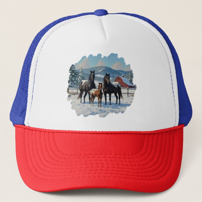 Black Labrador Retriever Log Cabin Autumn Trucker Hat (Front)