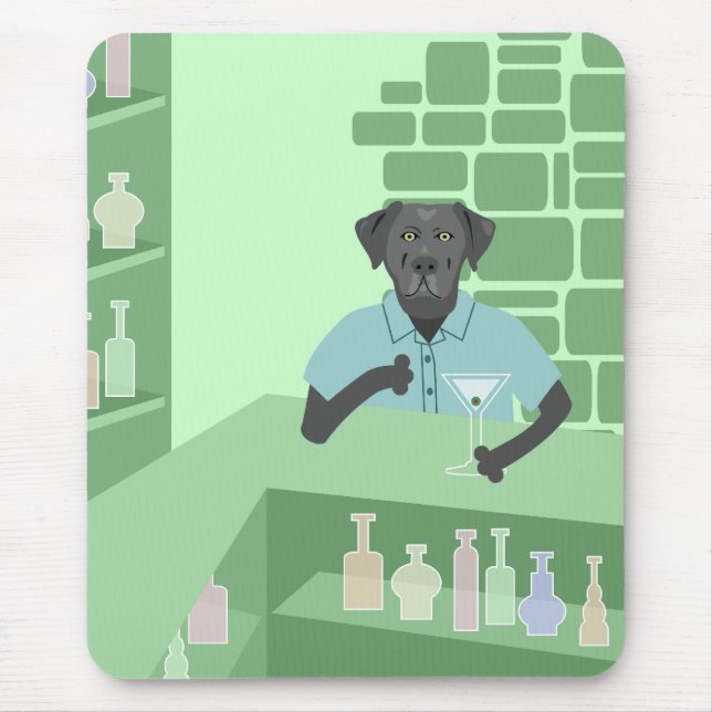 Black Labrador Retriever Martini Bar Mouse Mat (Front)