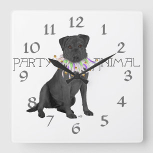 Black Labrador Retriever Party Square Wall Clock